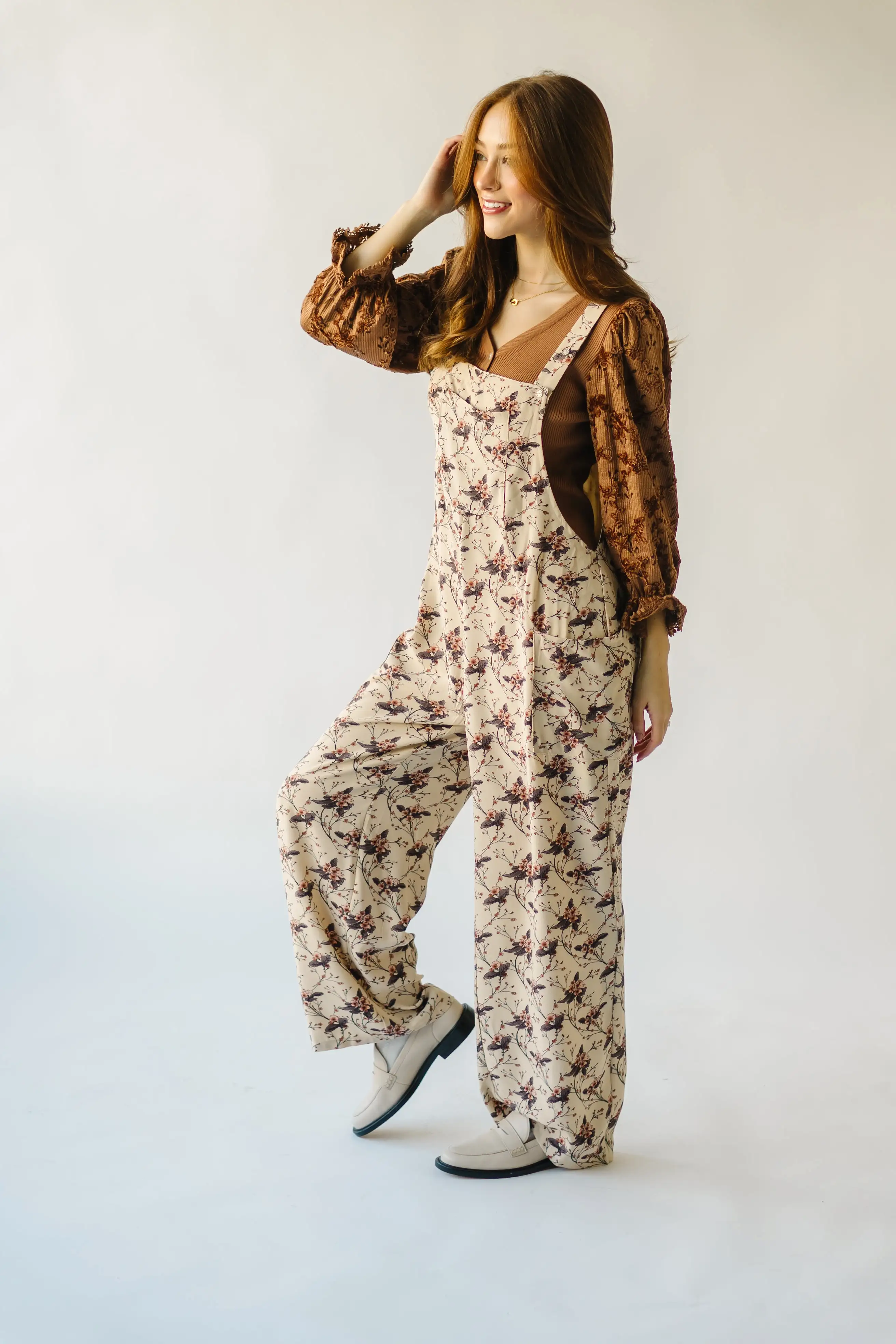 The Marena Patterned Jumpsuit in Cream Floral