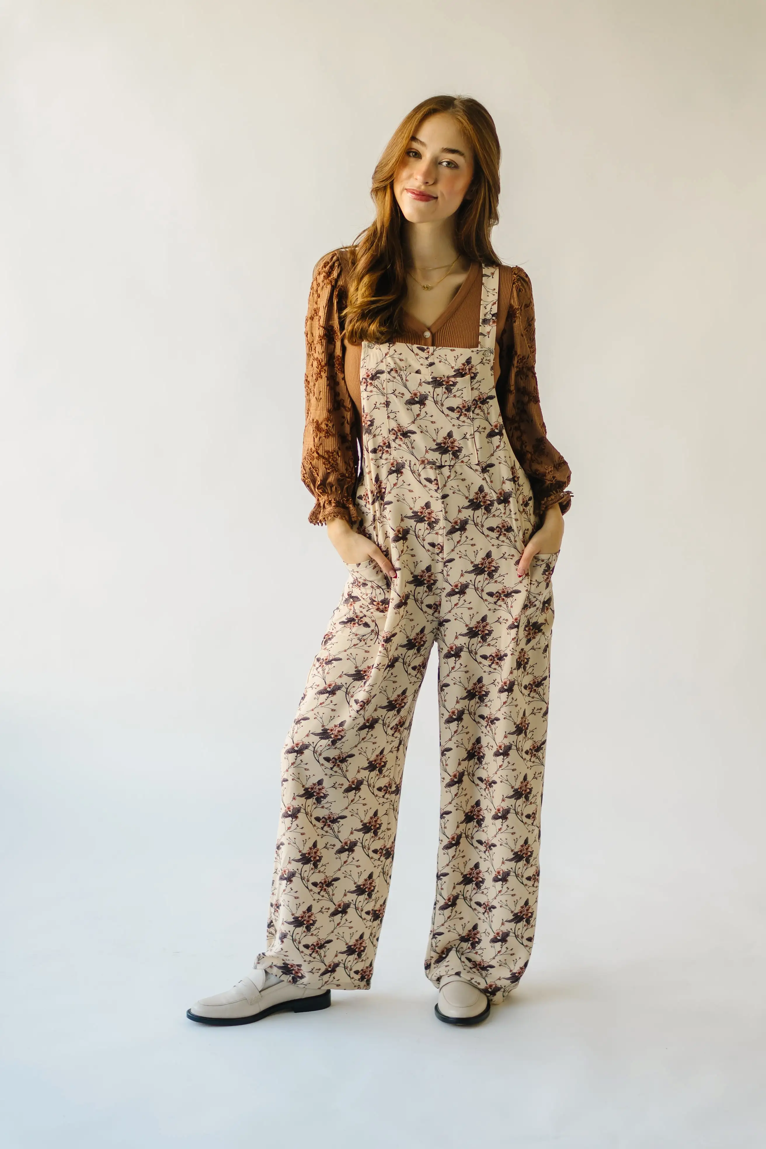 The Marena Patterned Jumpsuit in Cream Floral