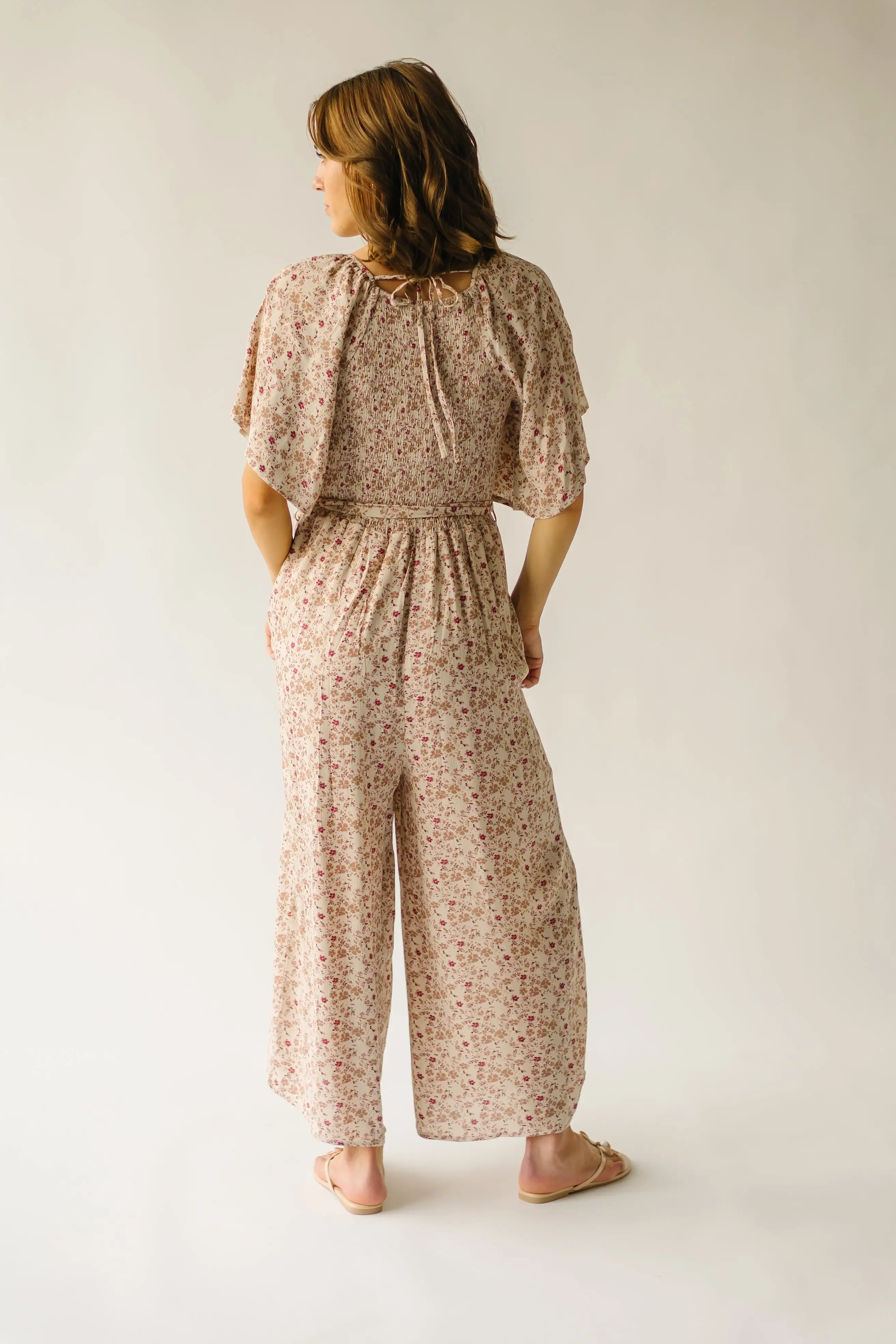 The Nelligan Floral Jumpsuit in Beige Multi