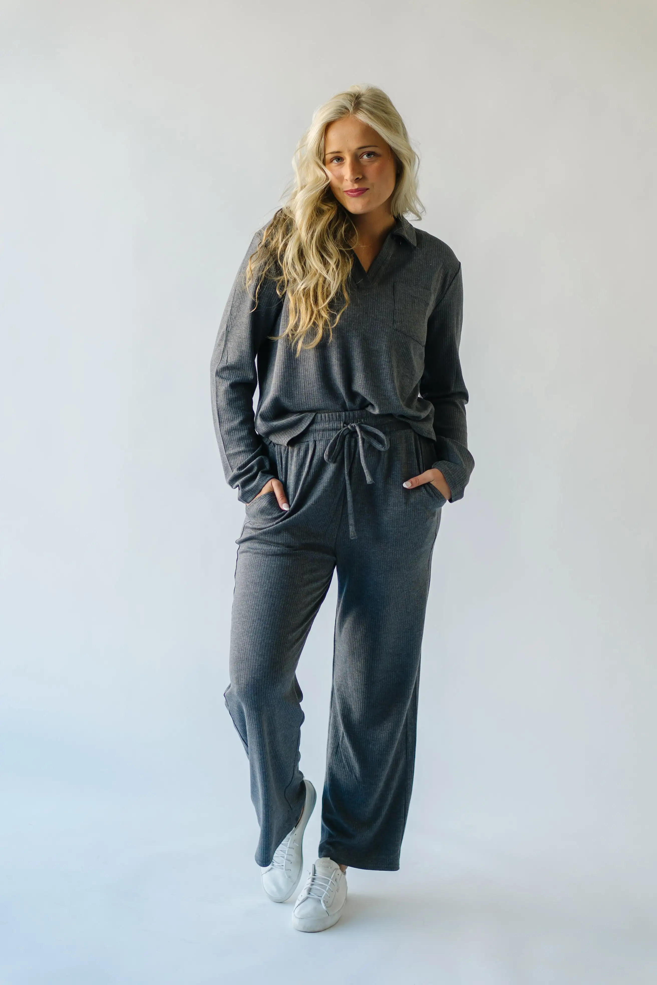 The Newark Textured Knit Pant in Charcoal