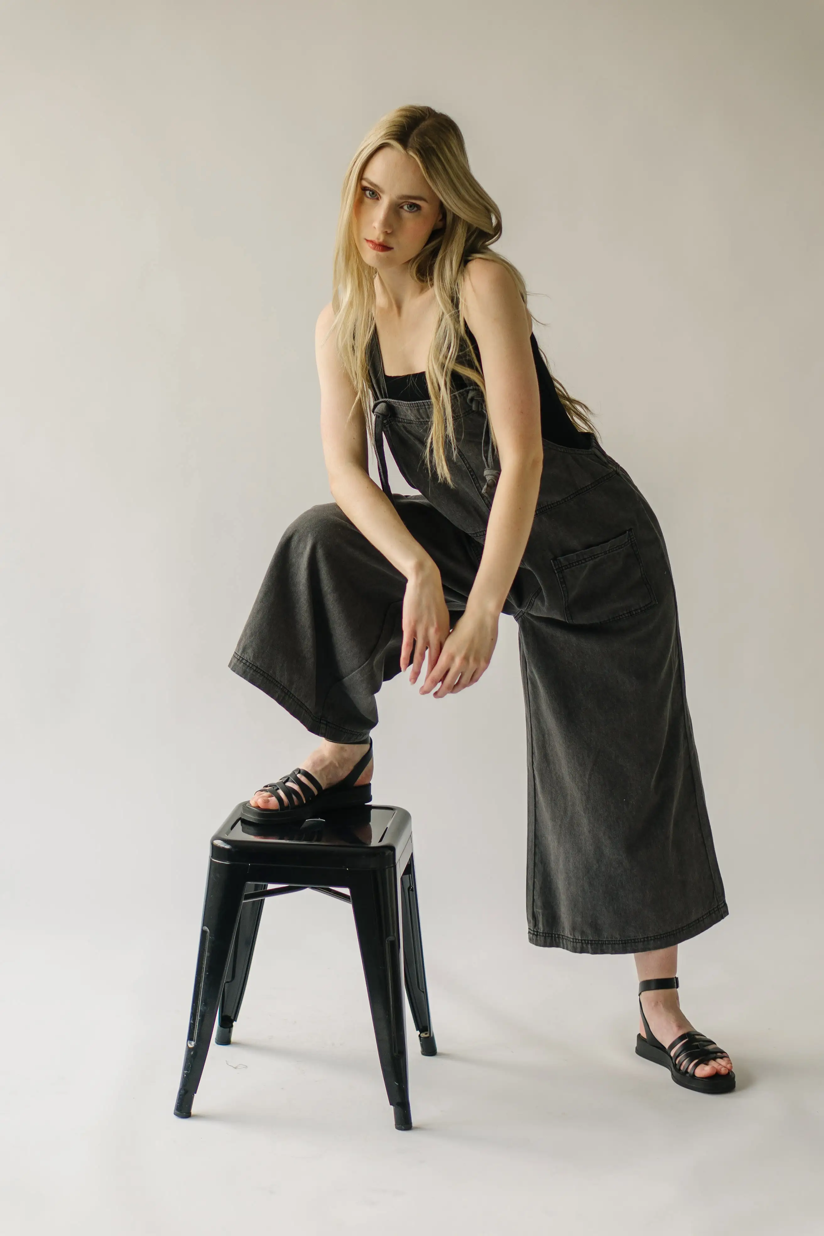 The Traskwood Stone Washed Jumpsuit in Black