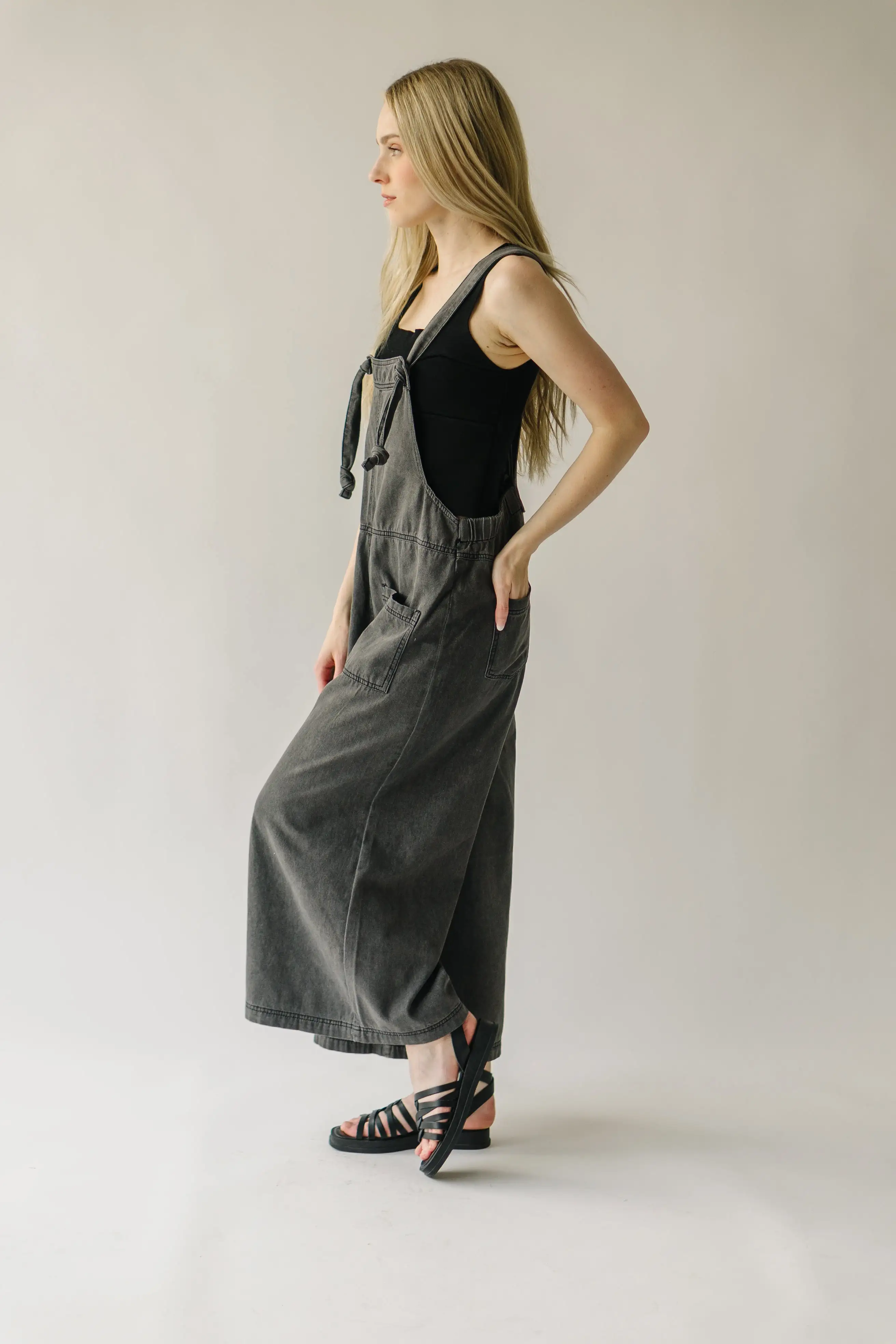 The Traskwood Stone Washed Jumpsuit in Black