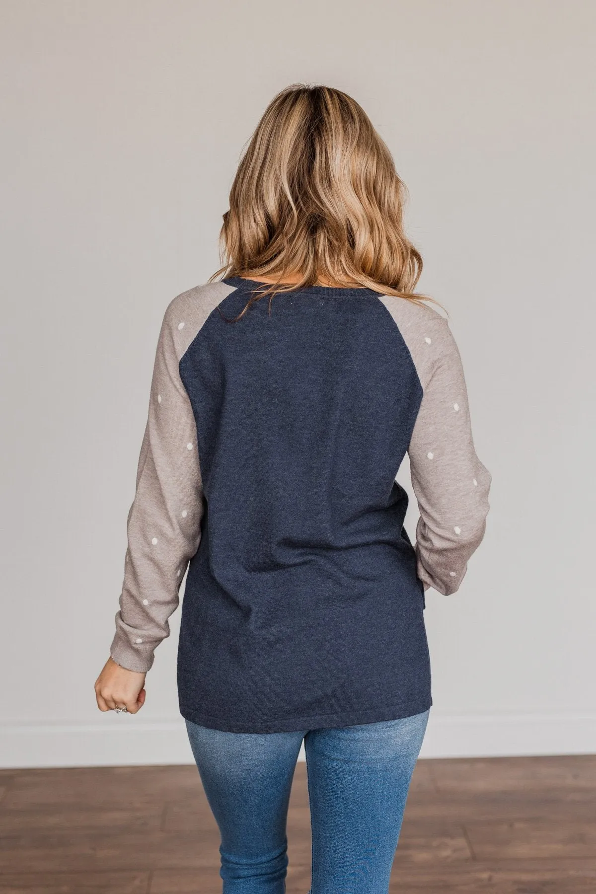 Warm Wishes Lightweight Knit Sweater- Grey & Navy