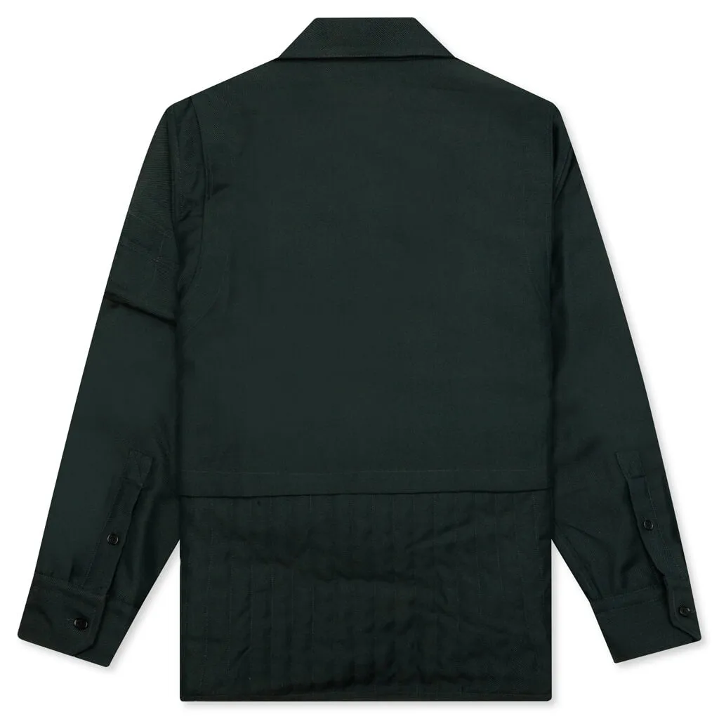 Wool Gabardine Shirt Jacket - Evergreen