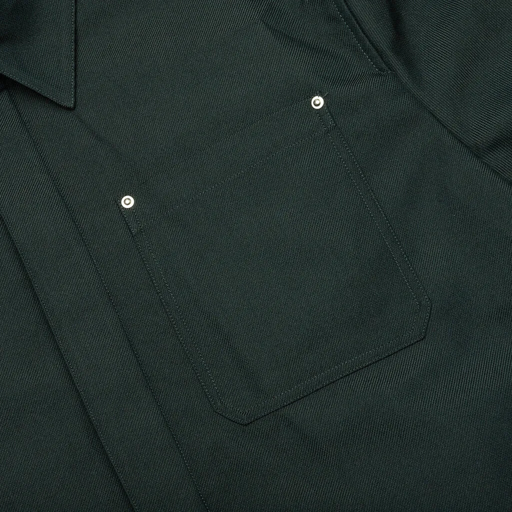 Wool Gabardine Shirt Jacket - Evergreen