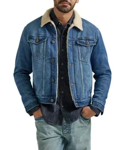 Wrangler Men's Sherpa Lined Denim Trucker Jacket